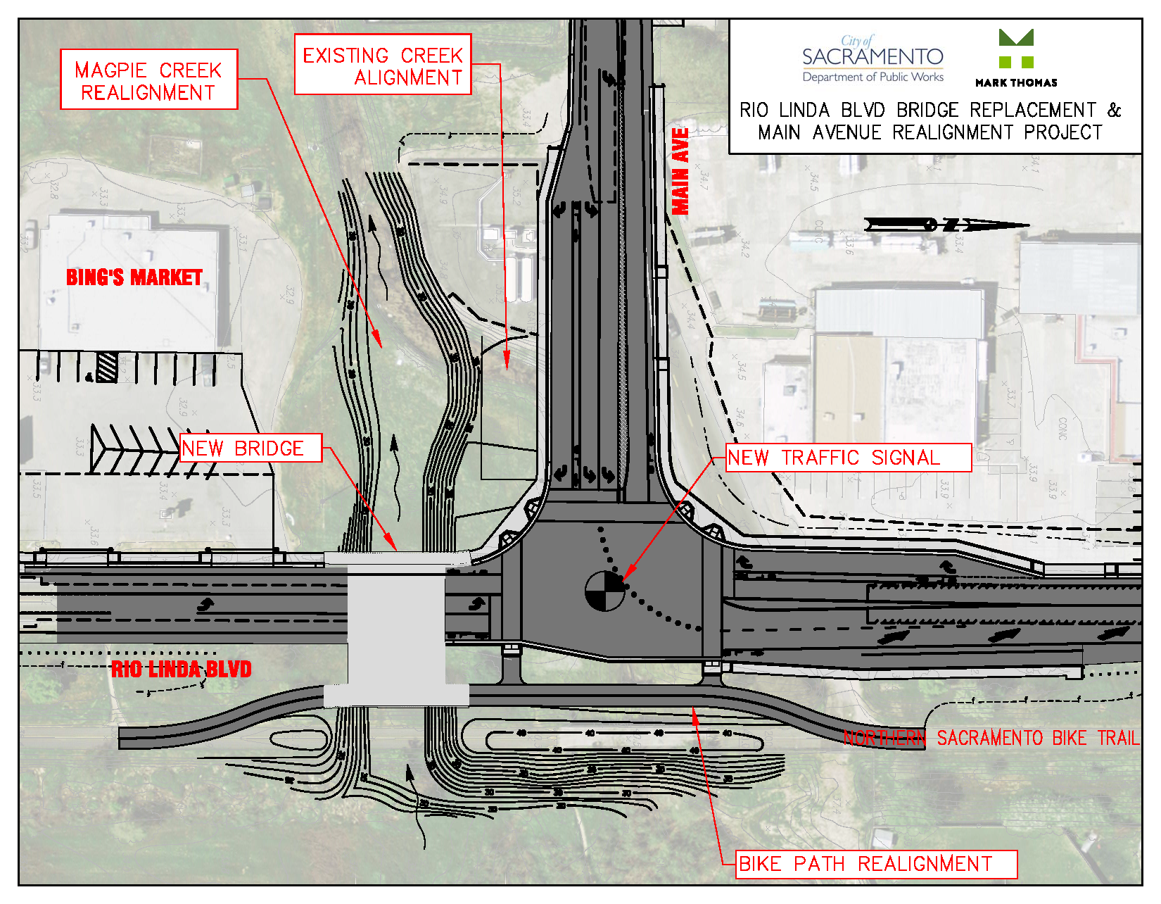 Diagram of proposed intersection and bridge improvements