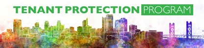 Tenant Protection Program logo of colorful city scape and buildings