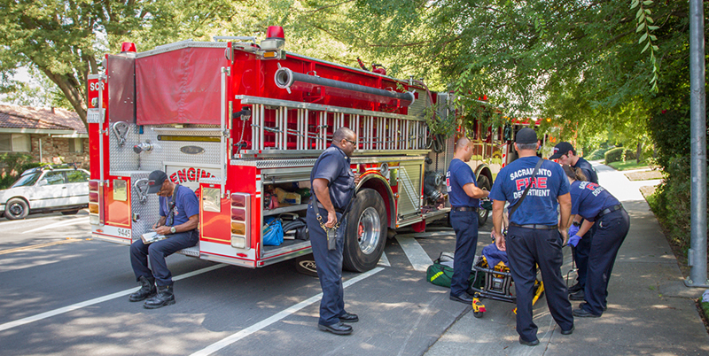 Fire Department assisting a citizen