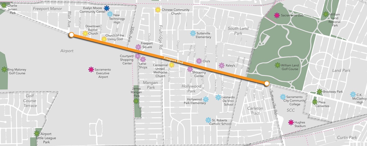 Map of Freeport Blvd study area
